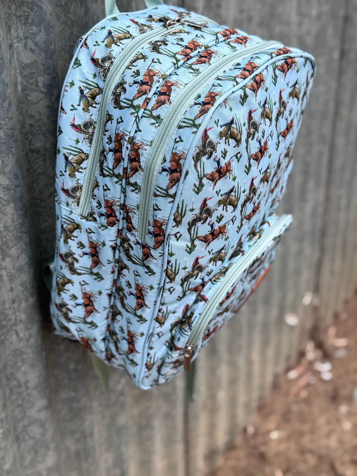 Little Windmill Bucking Bull Backpack Bag Double Zipper