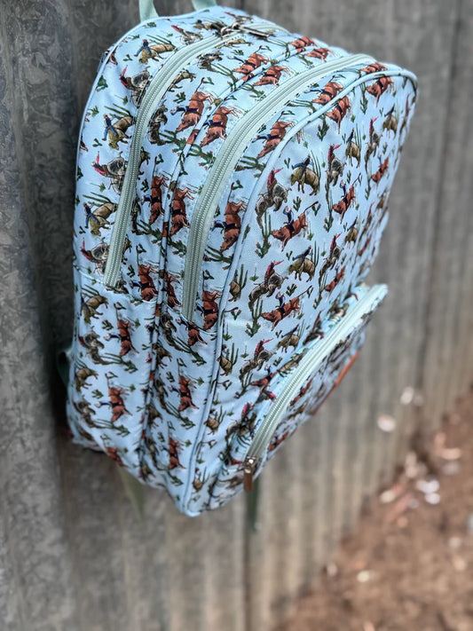 Little Windmill Bucking Bull Backpack Bag Double Zipper