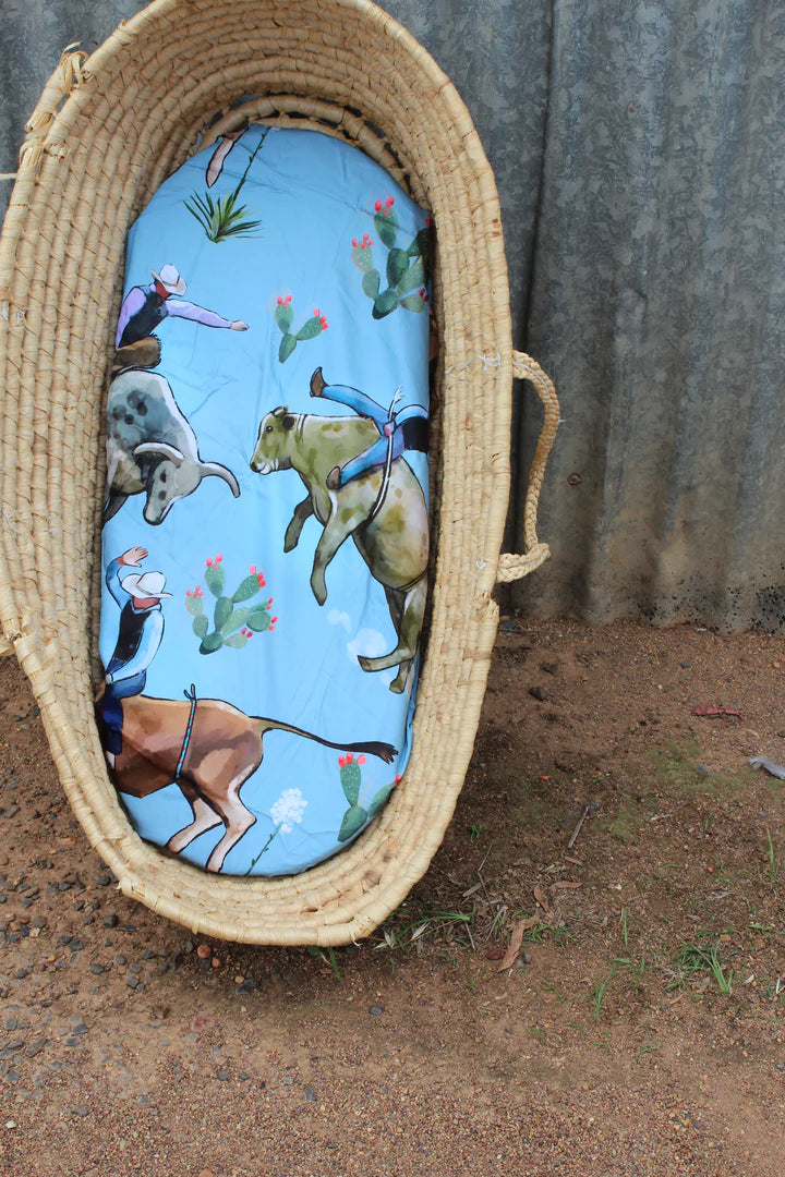 Little Windmill Blue Bull Rider Bassinet/Change Table Cover