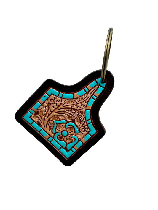 The Design Edge Cattle Tag Cowhide Keyring - CA18