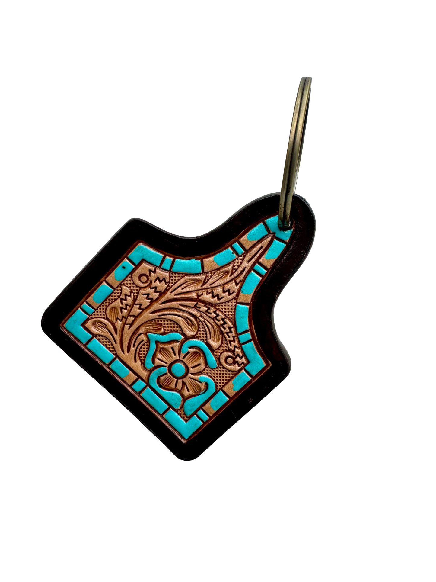 The Design Edge Cattle Tag Cowhide Keyring - CA18