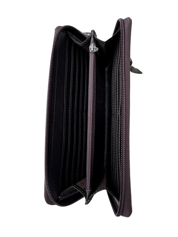 The Design Edge Cowhide Boot Stitch Clutch Wallet- Dark Brown Leather