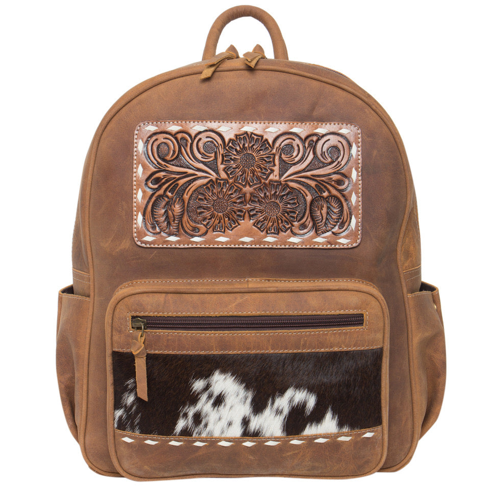 The Design Edge Antique Leather Backpack with Tooling Details – YK01T