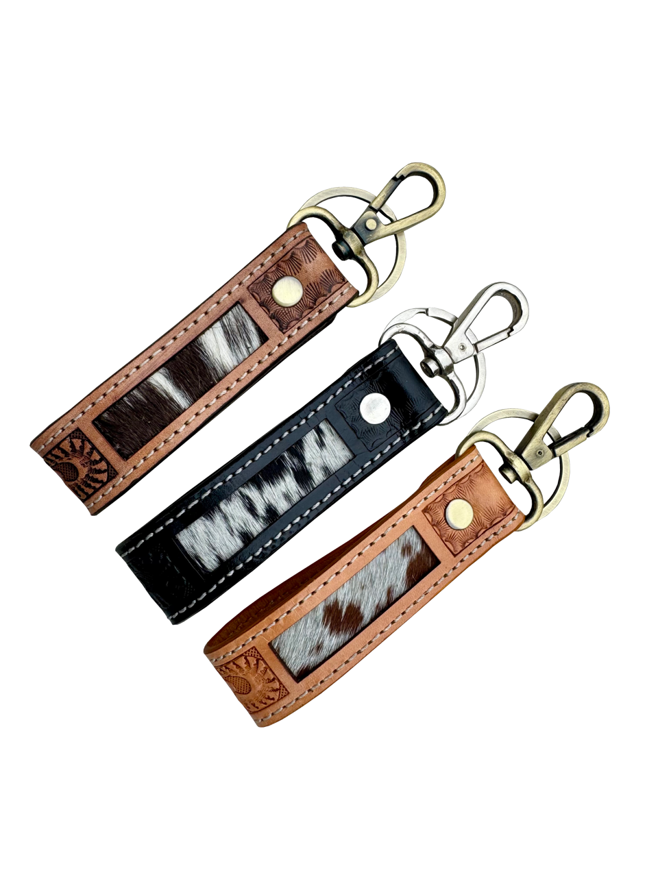 The Design Edge Tooling Leather and Cowhide Sleek Keyring-CA20