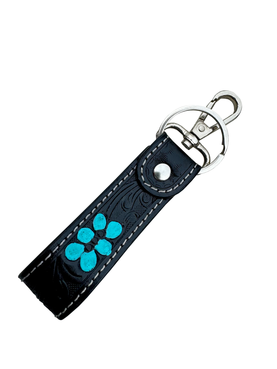 The Design Edge Tooling Leather and Cowhide Sleek Keyring-CA20