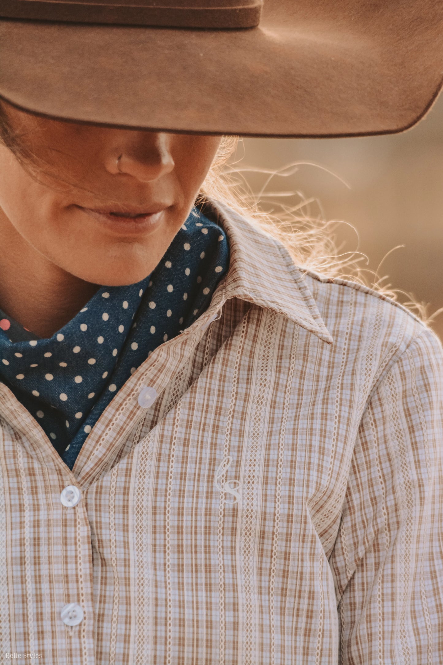 Lime & Soda Ivy L/S Shirt - Light Brown & White Check