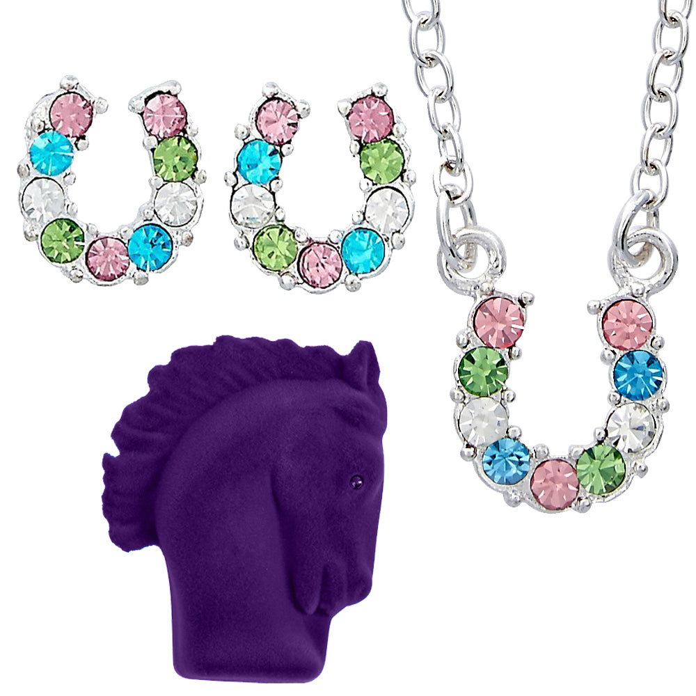 Brigalow Multi Colour Rhinestone Horseshoe Necklace