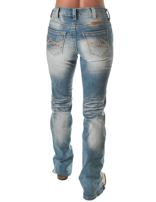 Cowgirl Tuff Ladies Jeans - Mid Rise - Faded DFMI