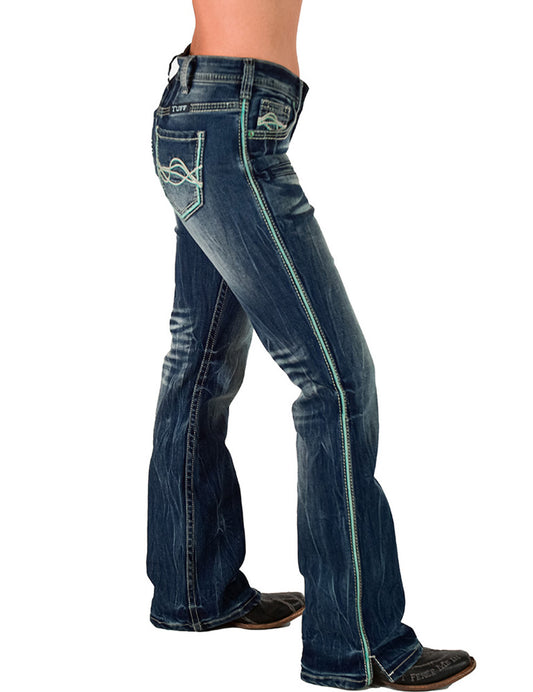 Cowgirl Tuff Twisted Turquoise Ladies Jean