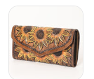 American Darling Harness Skirting Genuine Leather with Hand Carving Western Wallet - KBG114