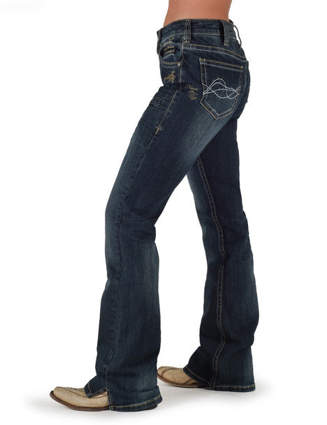 Cowgirl Tuff Ladies Jeans - Natural Waist - Lisa's Legacy Dark