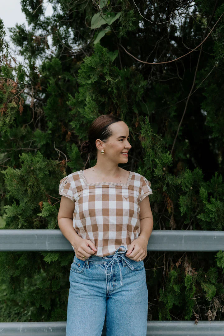 WC Ladies Gabbie Dusty Gingham Blouse