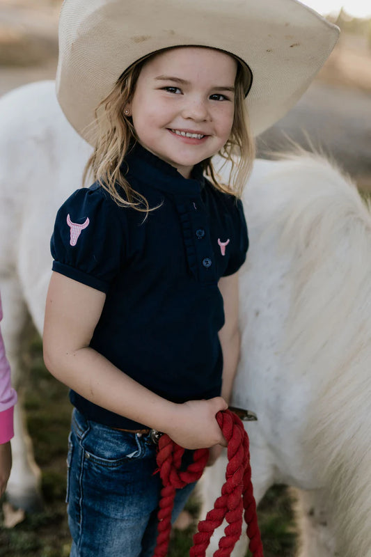 Little Windmill Leah Classic Navy Ruffle Polo