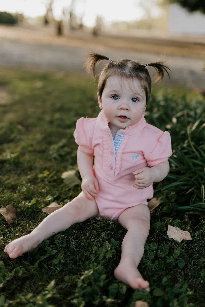 Little Windmill Kiki Baby Pink Polo Romper
