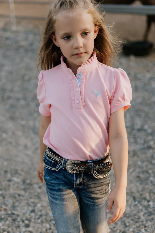 Little Windmill Keira Baby Pink Ruffle Polo