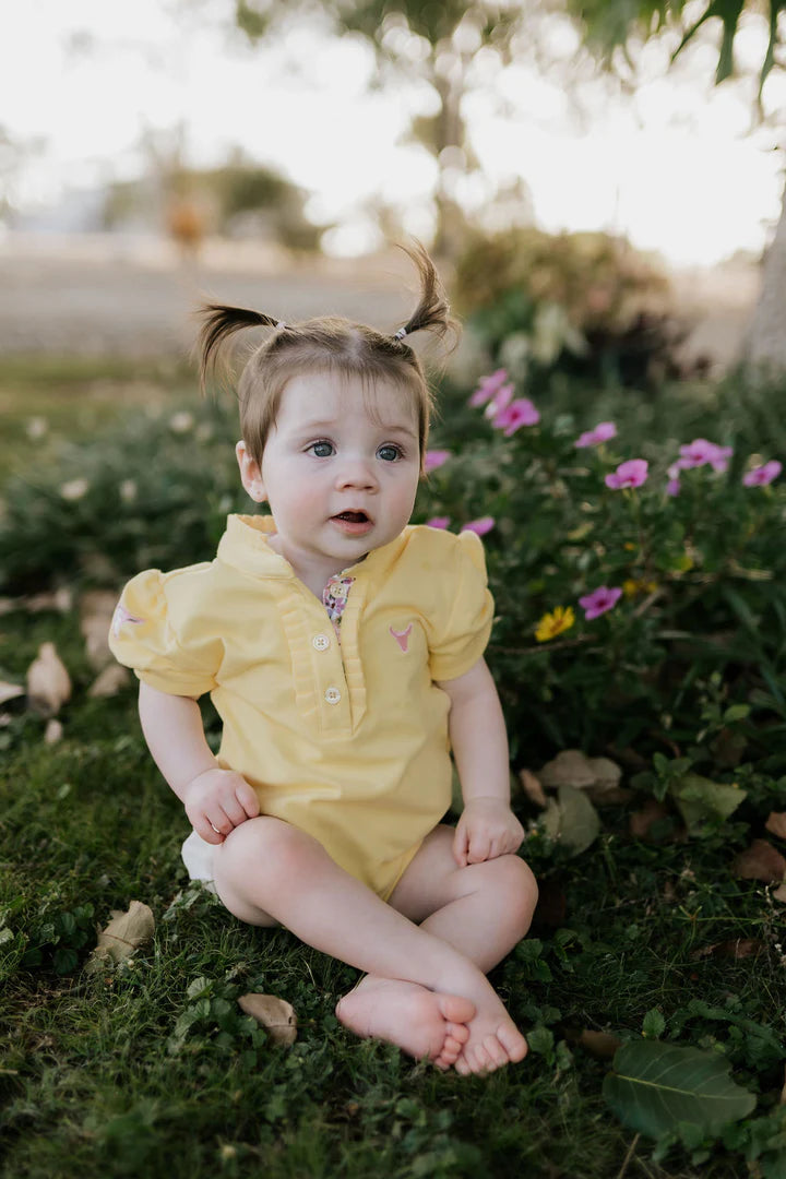 Little Windmill Larrisa Baby Butter Yellow Polo Romper