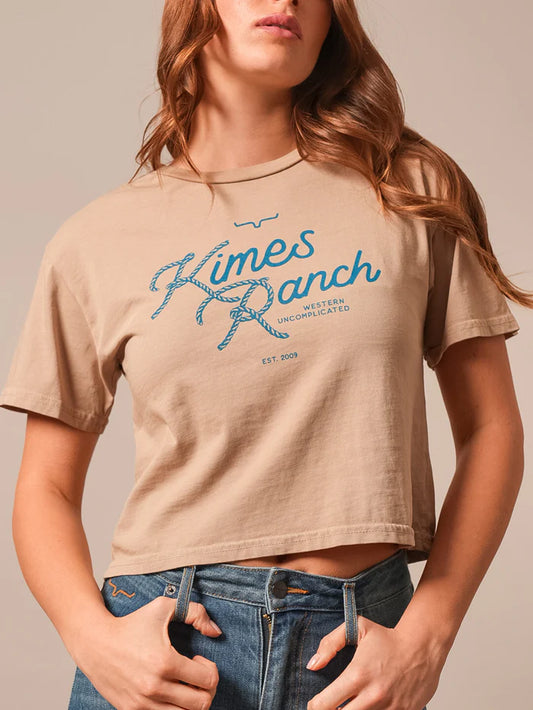 Kimes Ranch Ladies T Shirt - Lasso Script - Tan