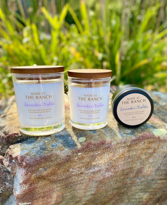 Made At The Ranch Soy Candle Medium with box - Lavender Fields