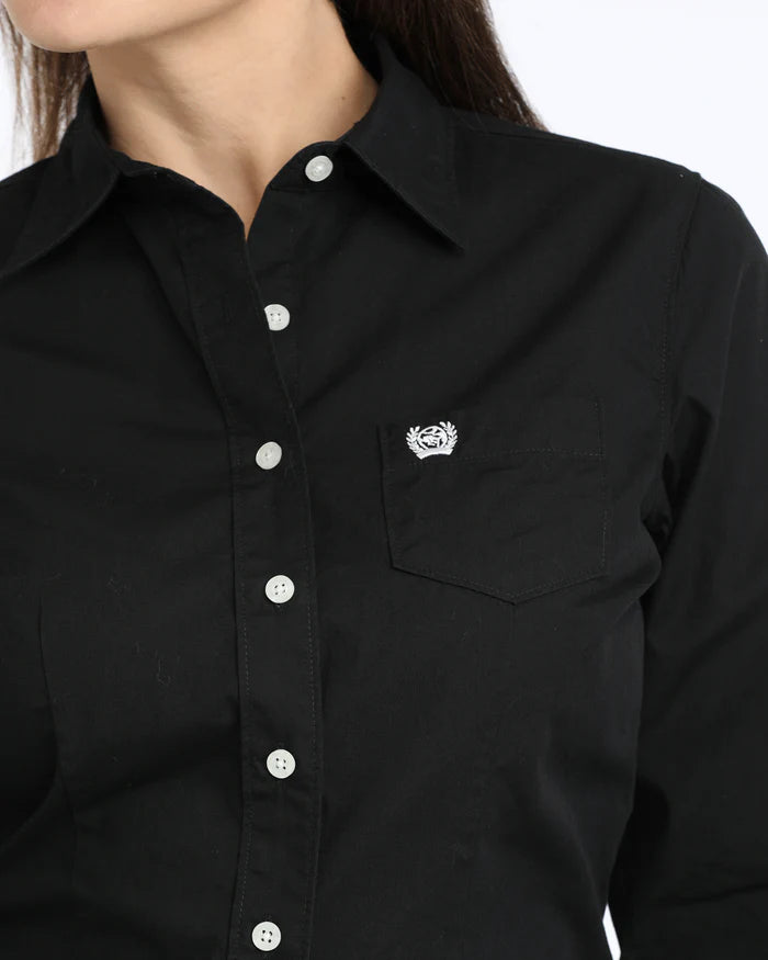 Cinch Ladies Solid Black L/S Shirt - MSW9164027