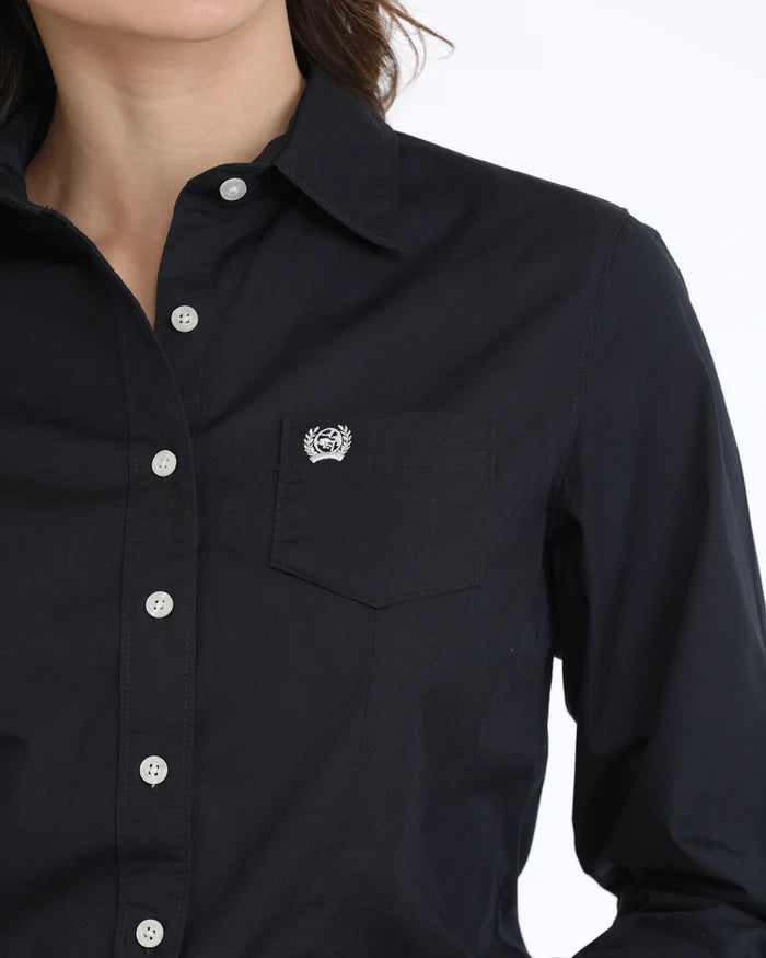 Cinch Ladies Solid Navy L/S Shirt - MWJ1931002