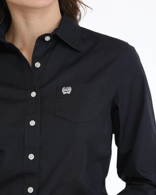 Cinch Ladies Solid Navy L/S Shirt - MWJ1931002
