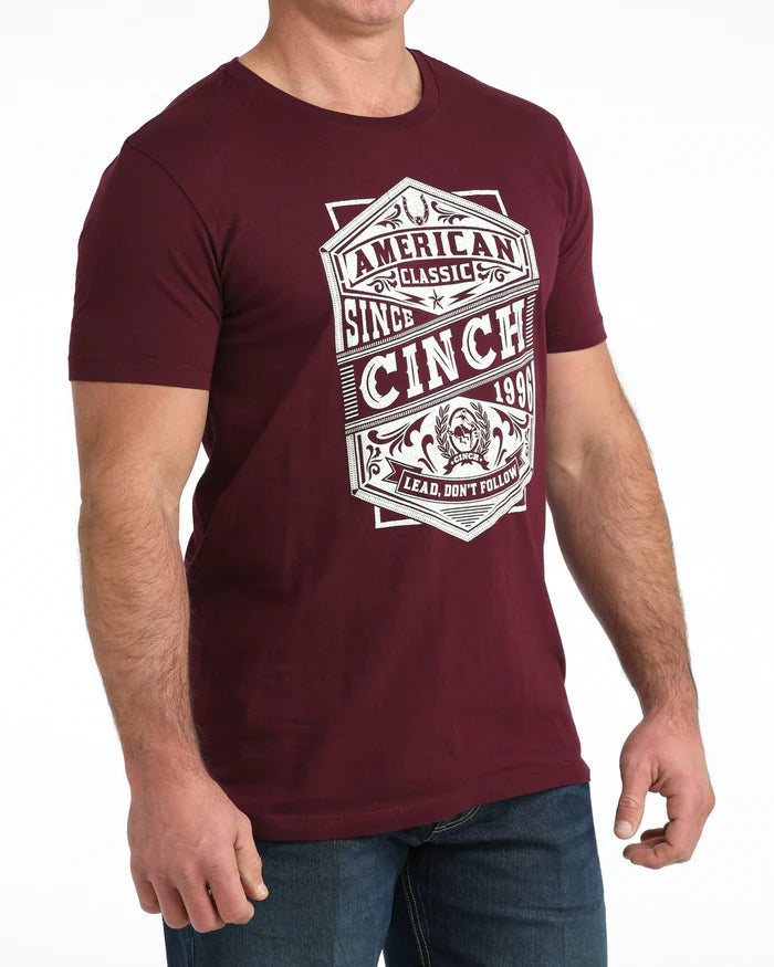 Cinch Mens Graphic Tee Shirt - MTT1690704 - Burgandy
