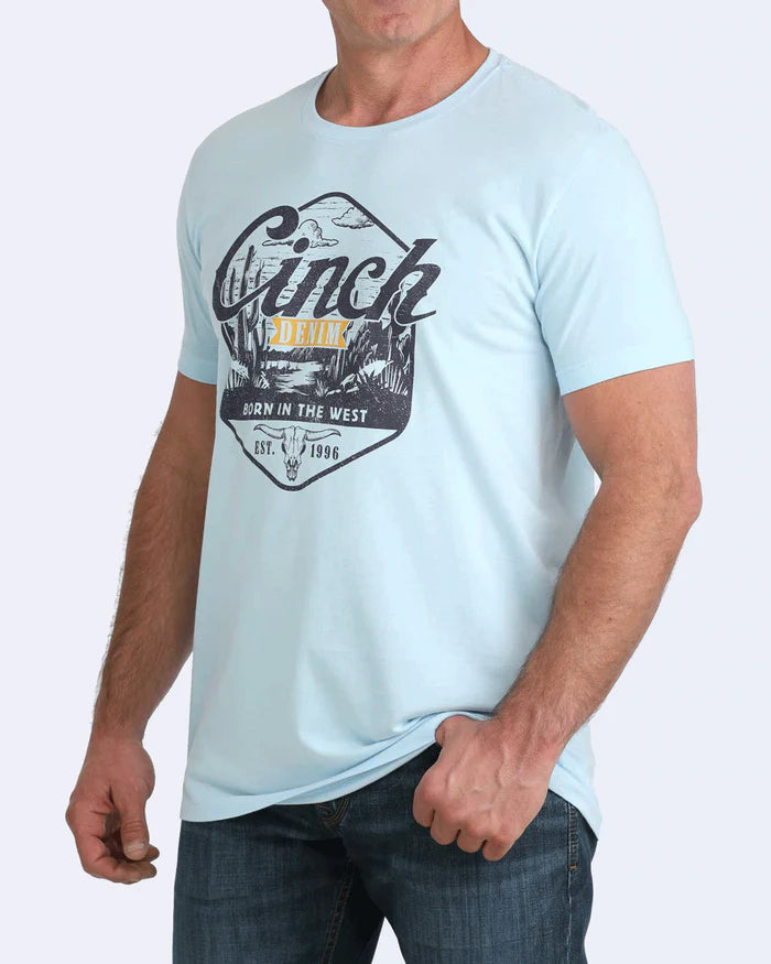 Cinch Mens Graphic Tee - Light Blue - MTT1690718
