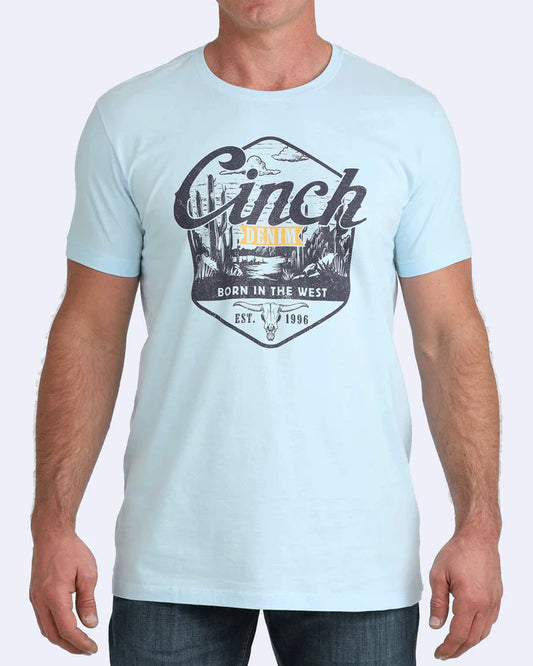 Cinch Mens Graphic Tee - Light Blue - MTT1690718