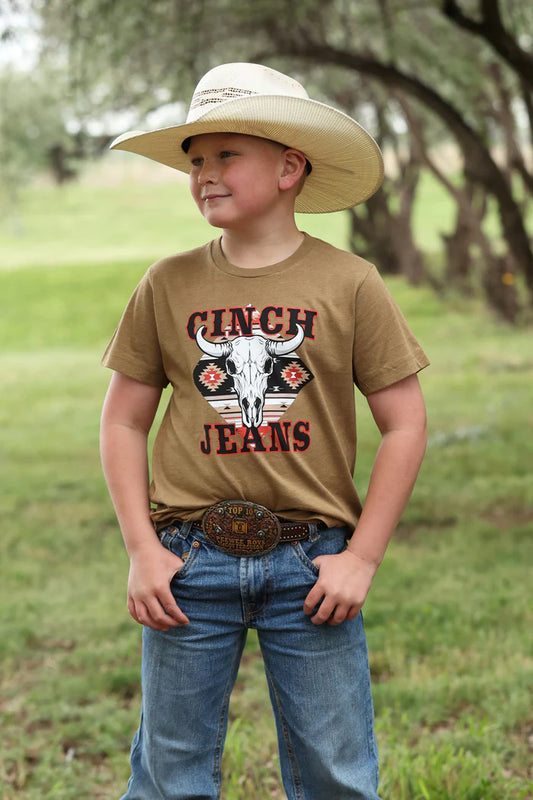 Cinch Boys Brown Graphic Tee Shirt - MTT7670182
