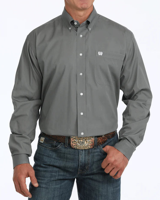 Cinch Mens Solid Grey L/S Shirt