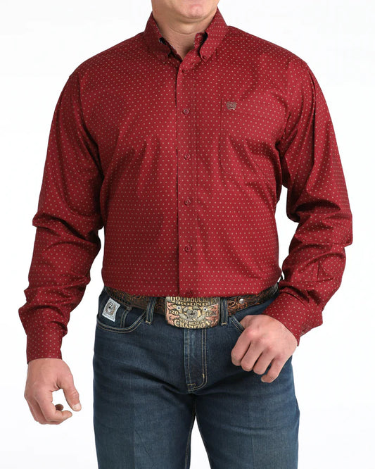 Cinch Mens Stretch Classic Fit L/S Shirt - MTW1106024 - Burgandy
