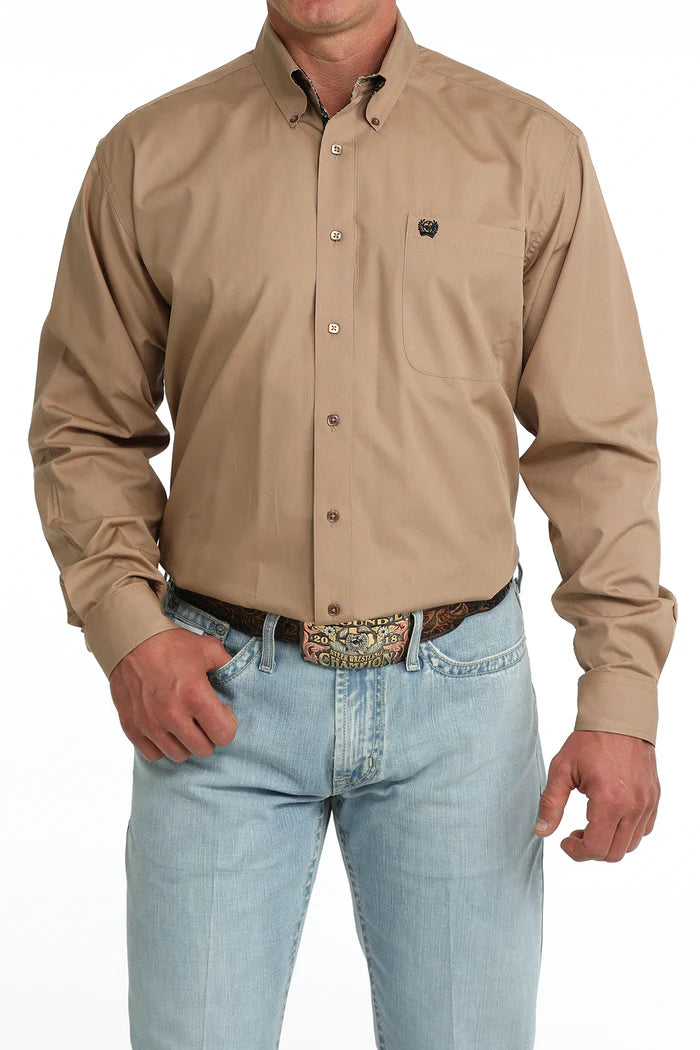 Cinch Mens Classic Fit Button Down L/S Shirt - Khaki - MTW1106090