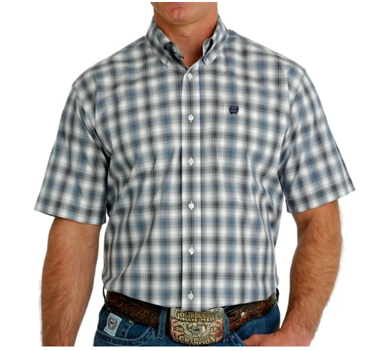 Cinch Mens Plaid Button Down S/S Shirt - MTW1111444