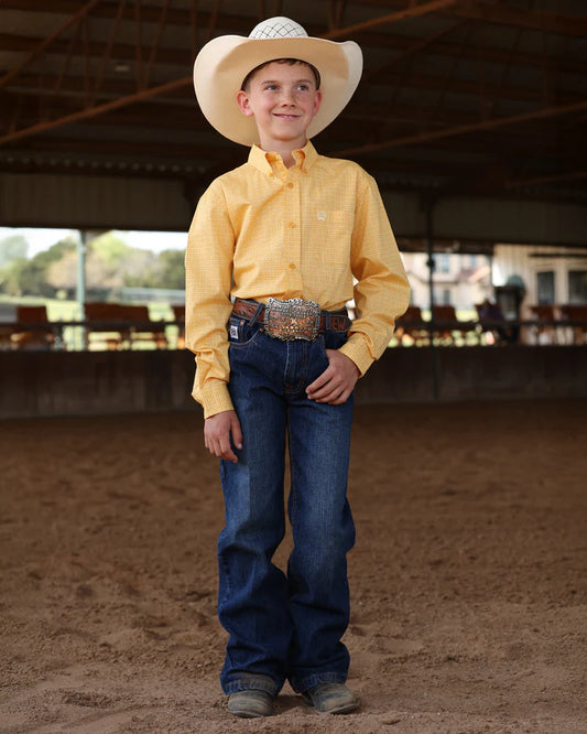 Cinch Boys Button Down L/S Shirt - Gold - MTW7060414