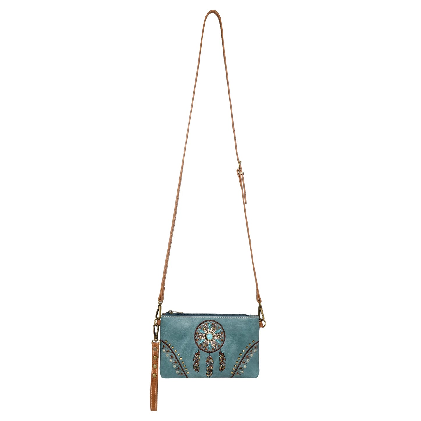 Montana West Ladies Embroidered Collection Clutch/Crossbody - Turquoise - MW1206-181
