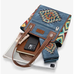 Montana West Aztec Jean Denim Tote - Jean
