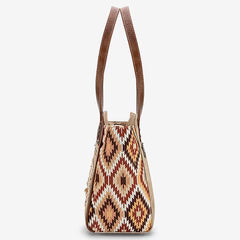 Montana West Aztec Jean Denim Tote - Tan