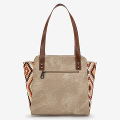 Montana West Aztec Jean Denim Tote - Tan