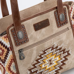 Montana West Aztec Jean Denim Tote - Tan