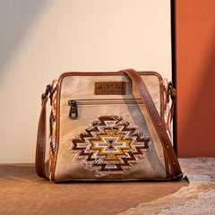 Montana West Aztec Jean Denim Crossbody Bag - Tan