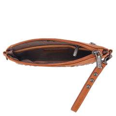 Montana West Floral Tooled Wristlet Clutch/Crossbody Bag - Brown