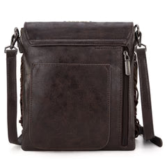 Montana West Tooled Fringe Carry Crossbody Bag - Coffee