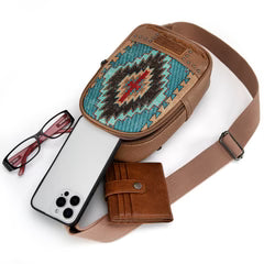 Montana West Aztec Sling Bag - Turquoise