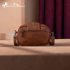 Montana West Tooled Concho Crossbody - Brown