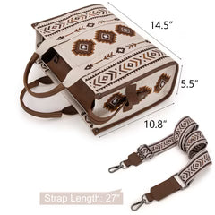 Montana West Aztec Retro Arrows Dual Sided Print Large Tote/Crossbody Bag - Beige