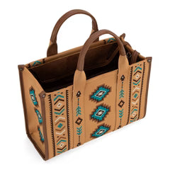 Montana West Aztec Retro Arrows Dual Sided Print Large Tote/Crossbody Bag - Brown