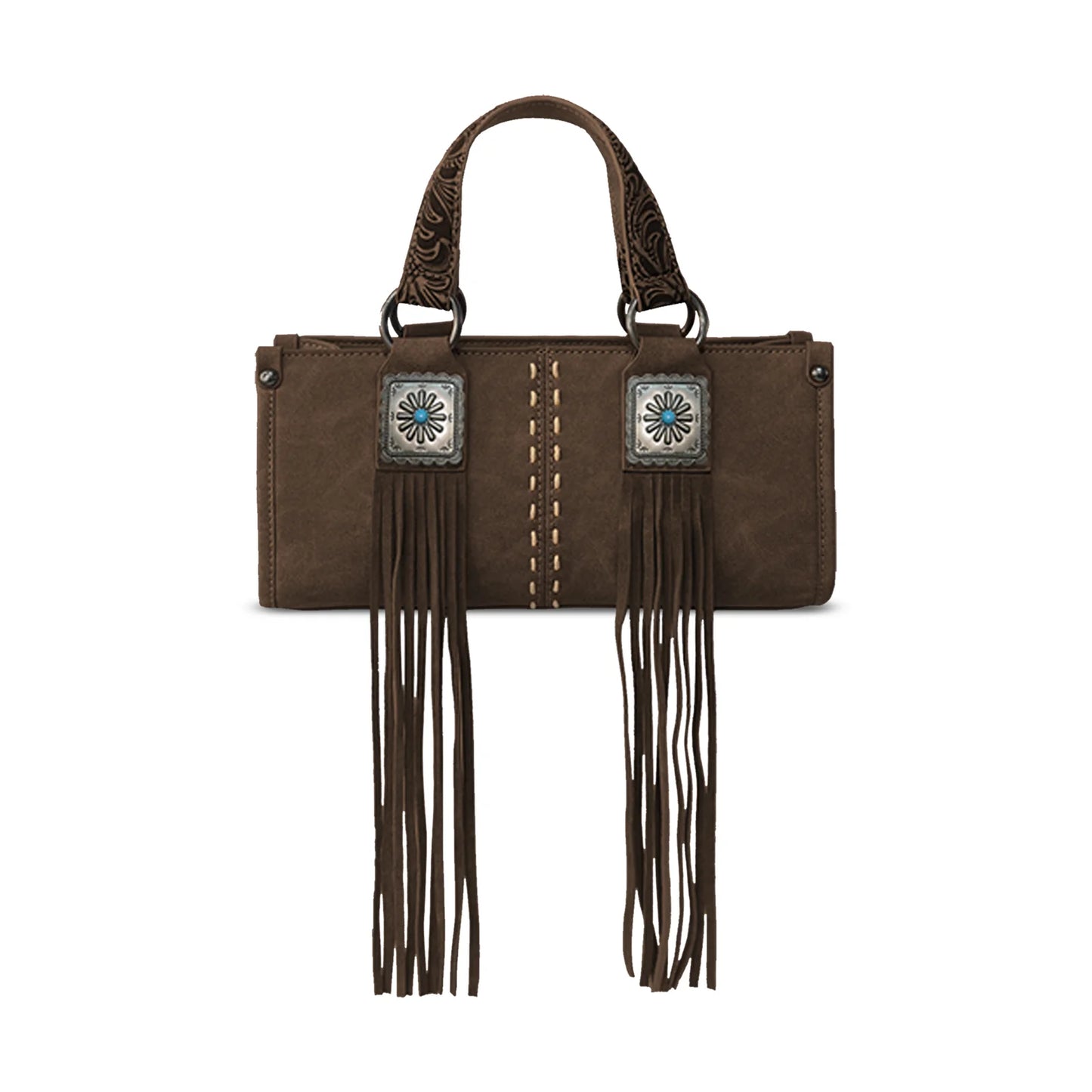 Montana West Western Fringe Concho Mini Crossbody Bag - Coffee