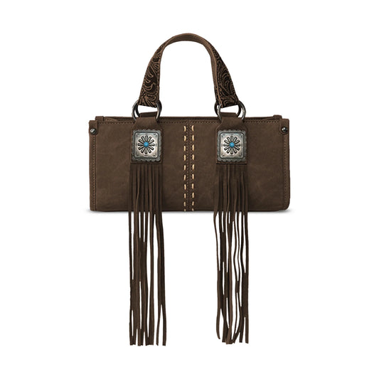 Montana West Western Fringe Concho Mini Crossbody Bag - Coffee