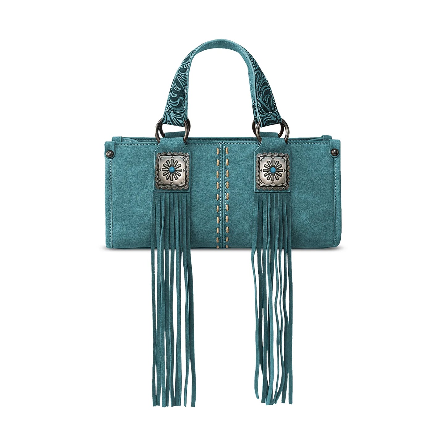 Montana West Western Fringe Concho Mini Crossbody Bag - Turquoise