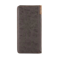 Montana West Mens Embroidered Boot Scroll Bifold Long PU Leather Wallet - Coffee